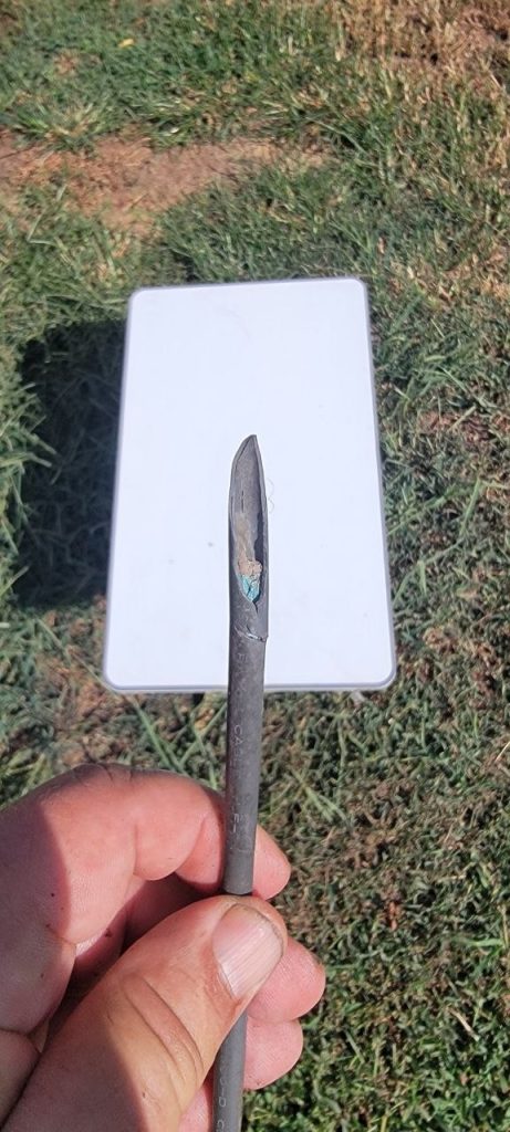 Damaged Starlink cable held in front of our Gen 2 dish